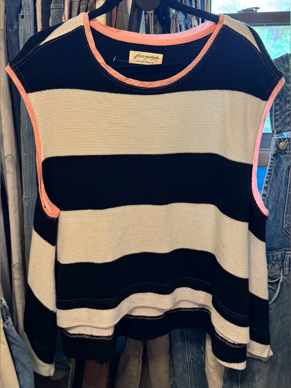 NWOT Free People Walcott Sweatshirt - black and white combo - Medium - Picture 6 of 8